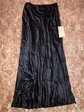 Long Black Silk Skirt